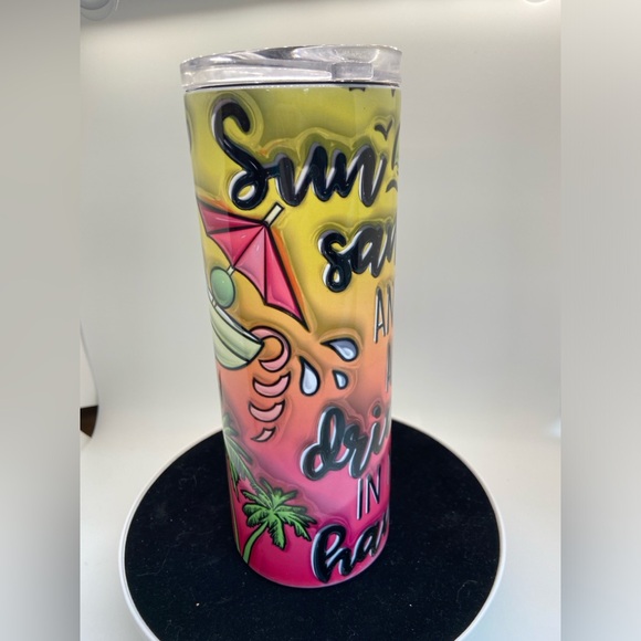 Beach Vacation Sublimation Steel Tumbler 25 Sun Sand Drink In My Hand Margarita - Picture 5 of 7